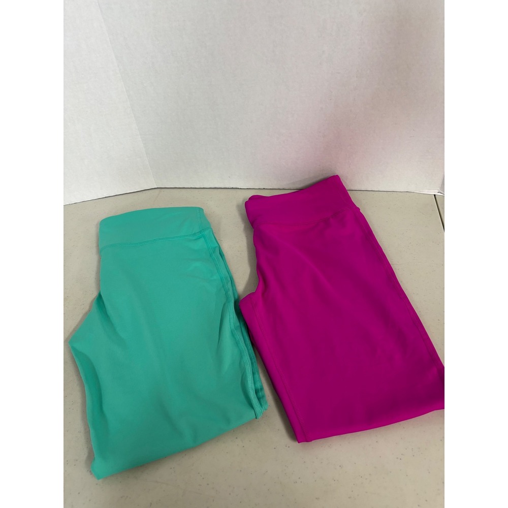 90 Degree by Reflex Womens XL Leggings Set of 2 Teal Magenta High Rise Athletic - Picture 1 of 5